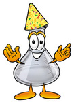 Clip art Graphic of a Beaker Laboratory Flask Cartoon Character Wearing a Birthday Party Hat