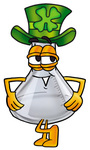 Clip art Graphic of a Beaker Laboratory Flask Cartoon Character Wearing a Saint Patricks Day Hat With a Clover on it