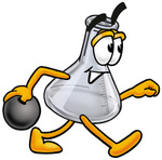 Clip art Graphic of a Laboratory Flask Beaker Cartoon Character Bowling