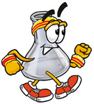 Clip art Graphic of a Laboratory Flask Beaker Cartoon Character Speed Walking or Jogging