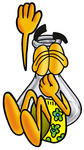 Clip art Graphic of a Laboratory Flask Beaker Cartoon Character Plugging His Nose While Jumping Into Water