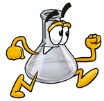 Clip art Graphic of a Laboratory Flask Beaker Cartoon Character Running