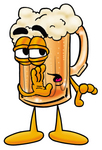 Clip art Graphic of a Frothy Mug of Beer or Soda Cartoon Character Whispering and Gossiping