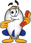 Clip art Graphic of a Dirigible Blimp Airship Cartoon Character Holding a Telephone