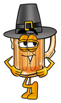 Clip art Graphic of a Frothy Mug of Beer or Soda Cartoon Character Wearing a Pilgrim Hat on Thanksgiving