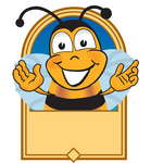 Clip art Graphic of a Honey Bee Cartoon Character Label