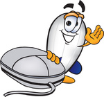 Clip art Graphic of a Dirigible Blimp Airship Cartoon Character With a Computer Mouse