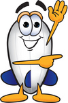 Clip art Graphic of a Dirigible Blimp Airship Cartoon Character Waving and Pointing