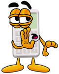 Clip Art Graphic of a Calculator Cartoon Character Whispering and Gossiping