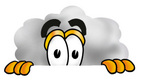 Clip Art Graphic of a Puffy White Cumulus Cloud Cartoon Character Peeking Over a Surface