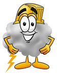 Clip Art Graphic of a Puffy White Cumulus Cloud Cartoon Character Wearing a Hardhat Helmet