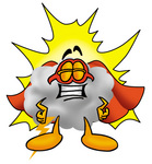 Clip Art Graphic of a Puffy White Cumulus Cloud Cartoon Character Dressed as a Super Hero