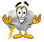 Clip Art Graphic of a Puffy White Cumulus Cloud Cartoon Character With Welcoming Open Arms