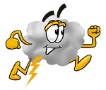 Clip Art Graphic of a Puffy White Cumulus Cloud Cartoon Character Running