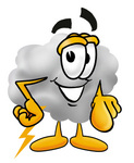 Clip Art Graphic of a Puffy White Cumulus Cloud Cartoon Character Pointing at the Viewer