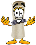 Clip Art Graphic of a Rolled Diploma Certificate Cartoon Character With Welcoming Open Arms