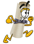 Clip Art Graphic of a Rolled Diploma Certificate Cartoon Character Running