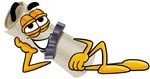 Clip Art Graphic of a Rolled Diploma Certificate Cartoon Character Resting His Head on His Hand