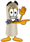 Clip Art Graphic of a Rolled Diploma Certificate Cartoon Character Waving and Pointing