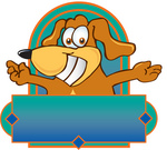 Clip Art Graphic of a Cute Brown Dog Cartoon Character Label