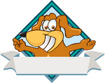 Clip Art Graphic of a Cute Brown Dog Cartoon Character Label