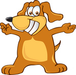 Clip Art Graphic of a Cute Brown Hound Dog Cartoon Character