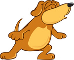 Clip Art Graphic of a Cute Brown Hound Dog Cartoon Character Howling