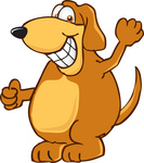 Clip Art Graphic of a Mischievous Brown Hound Dog Cartoon Character grinning