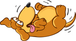 Clip Art Graphic of a Cute Brown Hound Dog Cartoon Character Rolling Around on His Back