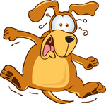 Clip Art Graphic of a Scared Brown Hound Dog Cartoon Character