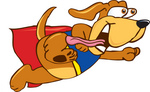 Clip Art Graphic of a Cute Brown Super Hero Hound Dog Cartoon Character