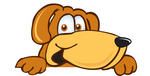 Clip Art Graphic of a Cute Brown Hound Dog Cartoon Character Peeking Over a Surface