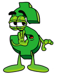 Clip Art Graphic of a Green USD Dollar Sign Cartoon Character Whispering and Gossiping