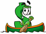 Clip Art Graphic of a Green USD Dollar Sign Cartoon Character Rowing a Boat