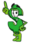 Clip Art Graphic of a Green USD Dollar Sign Cartoon Character Pointing Upwards