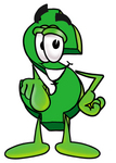 Clip Art Graphic of a Green USD Dollar Sign Cartoon Character Pointing at the Viewer