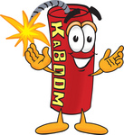 Clip Art Graphic of a Stick of Red Dynamite Cartoon Character With Welcoming Open Arms