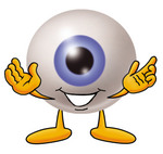 Clip Art Graphic of a Blue Eyeball Cartoon Character With Welcoming Open Arms