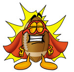 Clip Art Graphic of a Football Cartoon Character Dressed as a Super Hero