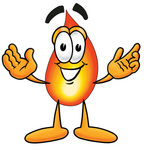 Clip Art Graphic of a Fire Cartoon Character With Welcoming Open Arms
