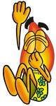Clip Art Graphic of a Fire Cartoon Character Plugging His Nose While Jumping Into Water