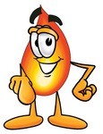 Clip Art Graphic of a Fire Cartoon Character Pointing at the Viewer