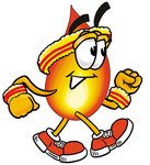 Clip Art Graphic of a Fire Cartoon Character Speed Walking or Jogging