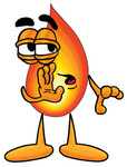 Clip Art Graphic of a Fire Cartoon Character Whispering and Gossiping