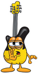 Clip Art Graphic of a Yellow Electric Guitar Cartoon Character Whispering and Gossiping