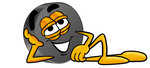 Clip Art Graphic of an Ice Hockey Puck Cartoon Character Resting His Head on His Hand