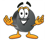 Clip Art Graphic of an Ice Hockey Puck Cartoon Character With Welcoming Open Arms