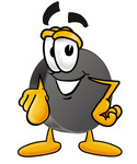 Clip Art Graphic of an Ice Hockey Puck Cartoon Character Pointing at the Viewer