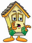 Clip Art Graphic of a Yellow Residential House Cartoon Character Whispering and Gossiping