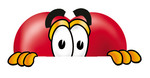 Clip Art Graphic of a Red Love Heart Cartoon Character Peeking Over a Surface